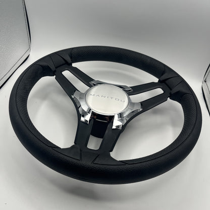 Gussi Italia Marine Steering Wheel Black Brush Metal Spokes | Manitou
