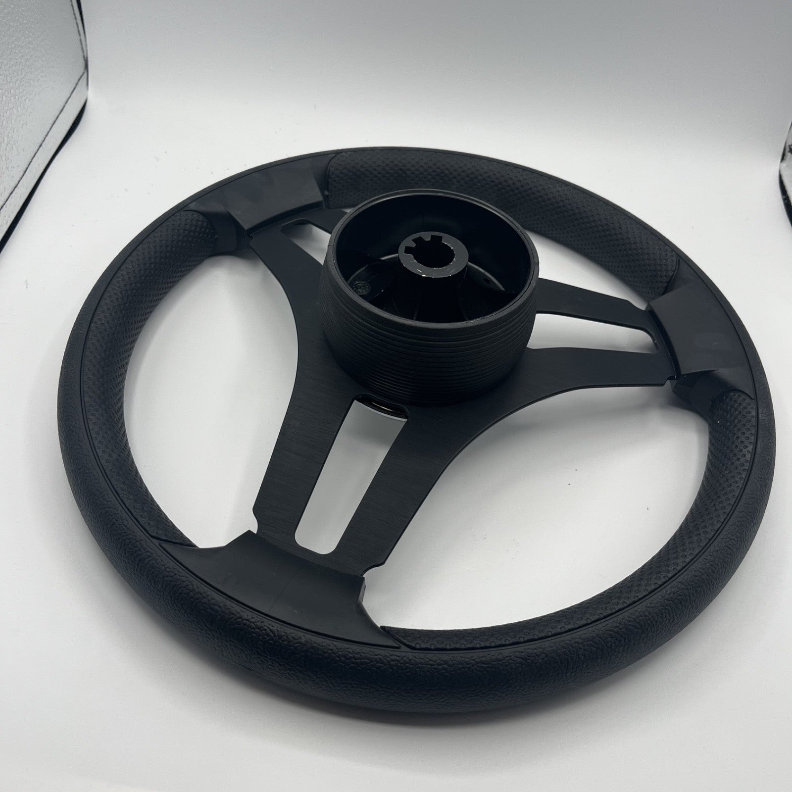 Gussi Italia Marine Steering Wheel Black Brush Metal Spokes | Smokercraft