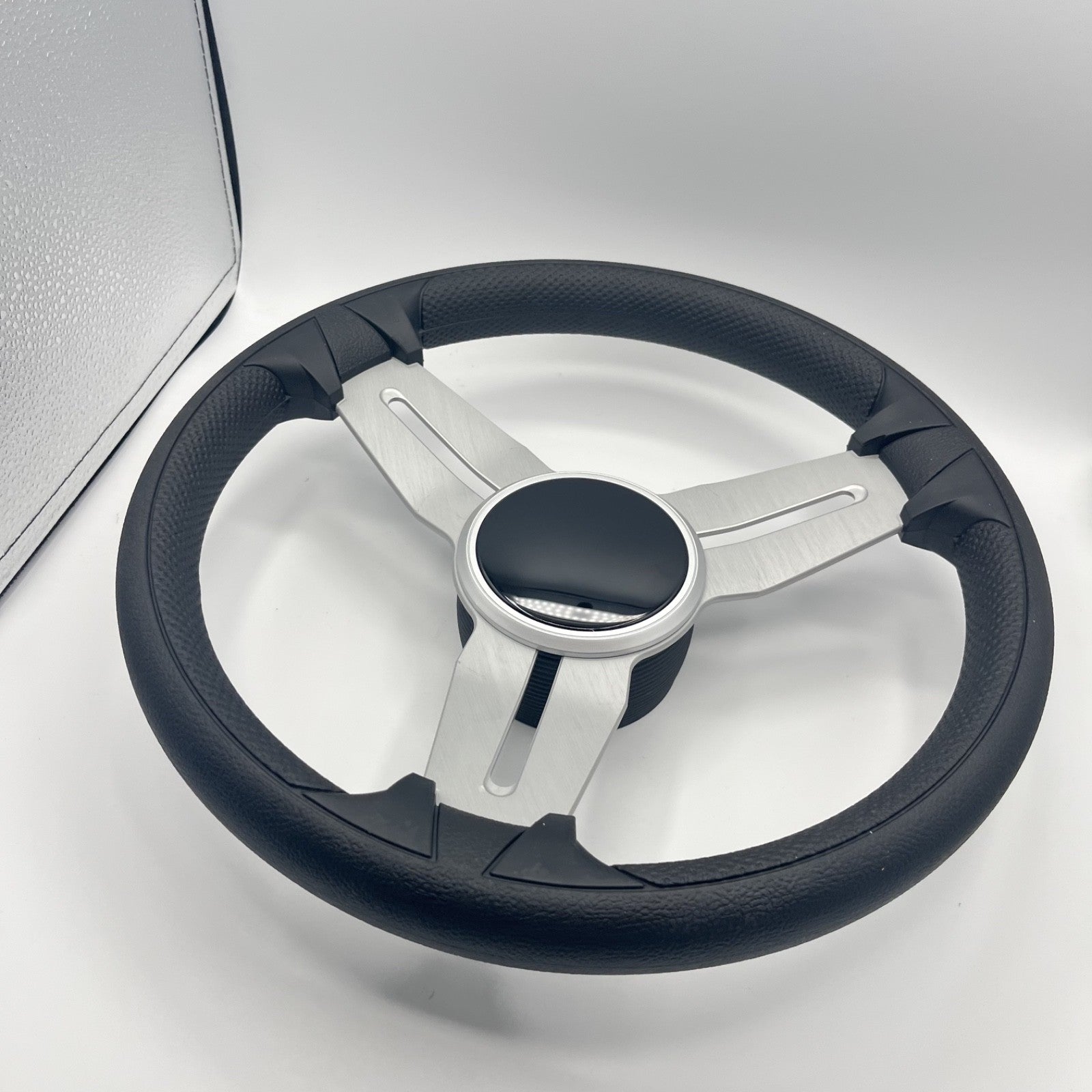 Model 15 Marine Steering Wheel Brush Alum Spokes | Black Dome