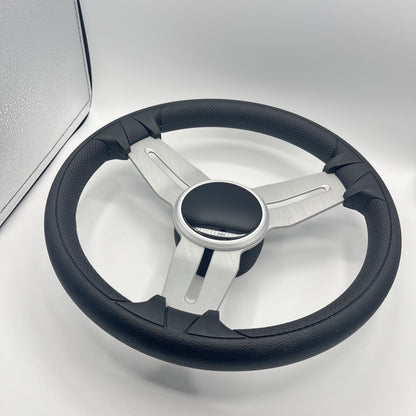 Model 15 Marine Steering Wheel Brush Alum Spokes | Black Dome