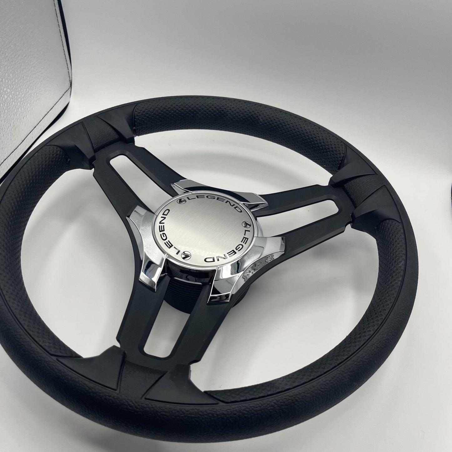 Gussi Italia Marine Steering Wheel Black Brush Metal Spokes | Legend