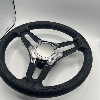 Gussi Italia Marine Steering Wheel Black Brush Metal Spokes | Legend