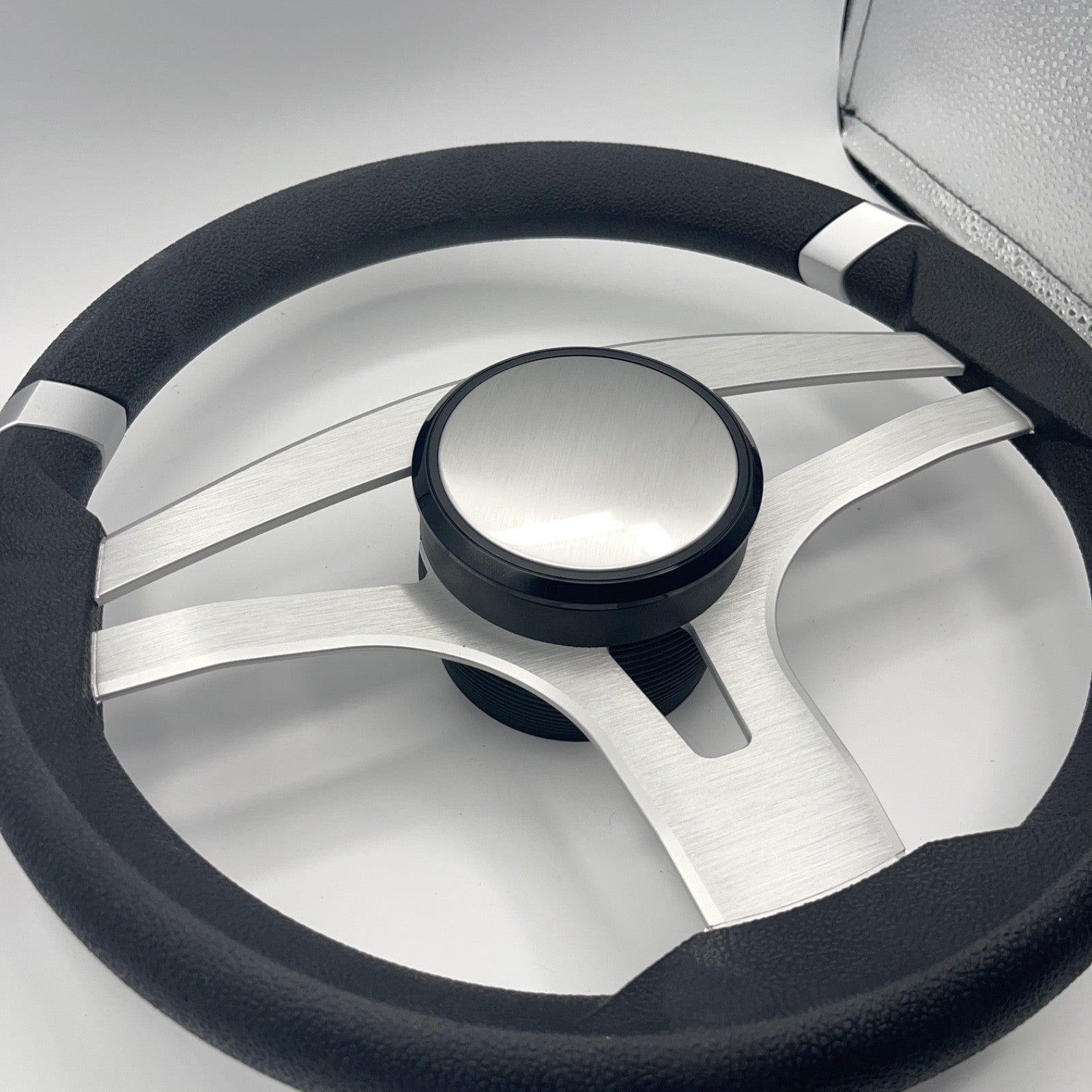 Badia Boat Steering Wheel Brushed Aluminum Spokes - Plain