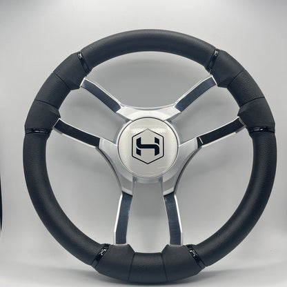 Malera Boat Steering Wheel Chrome Spokes | Harris Kayot Gray Star