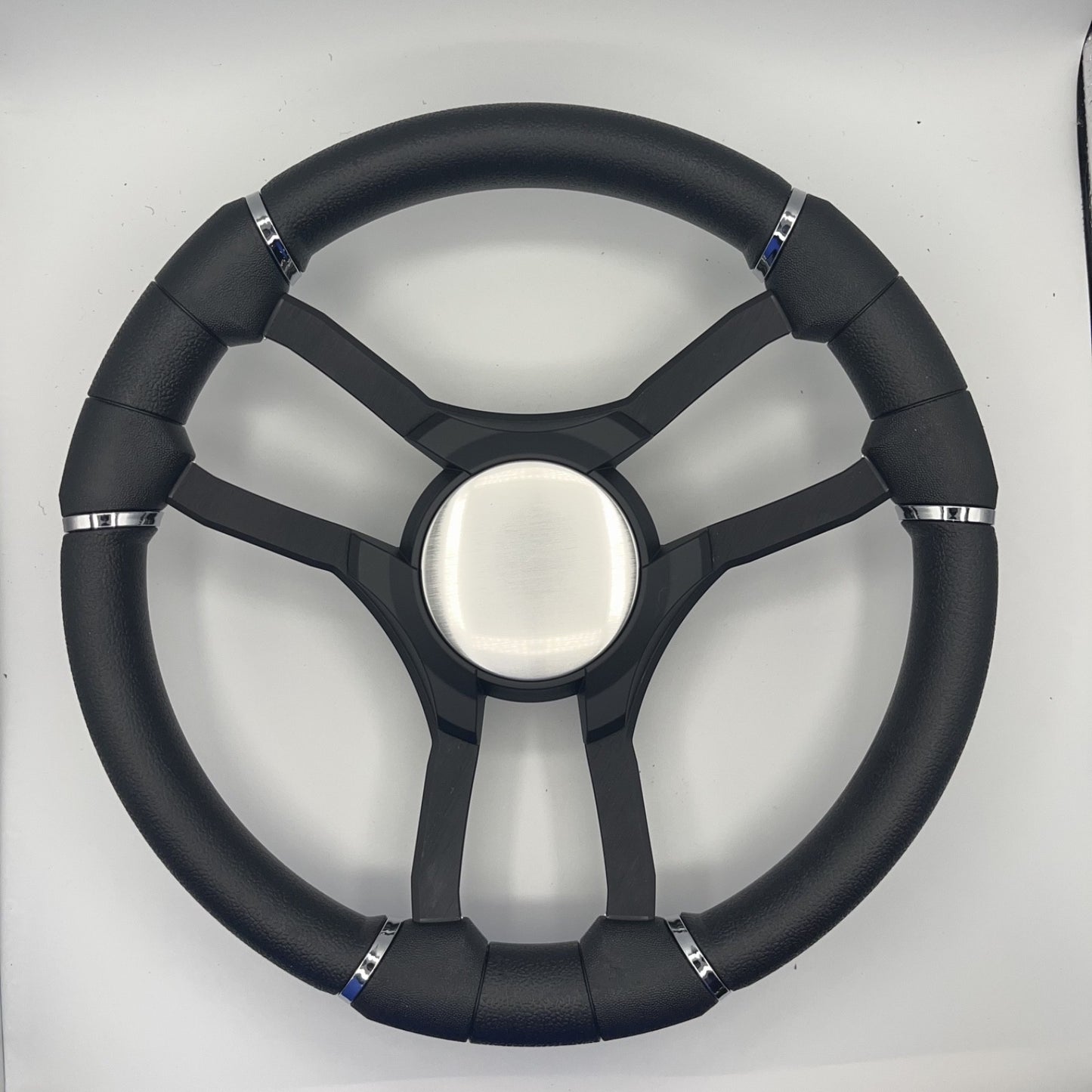Malera Boat Steering Wheel Black Aluminum Spokes | Black Plain
