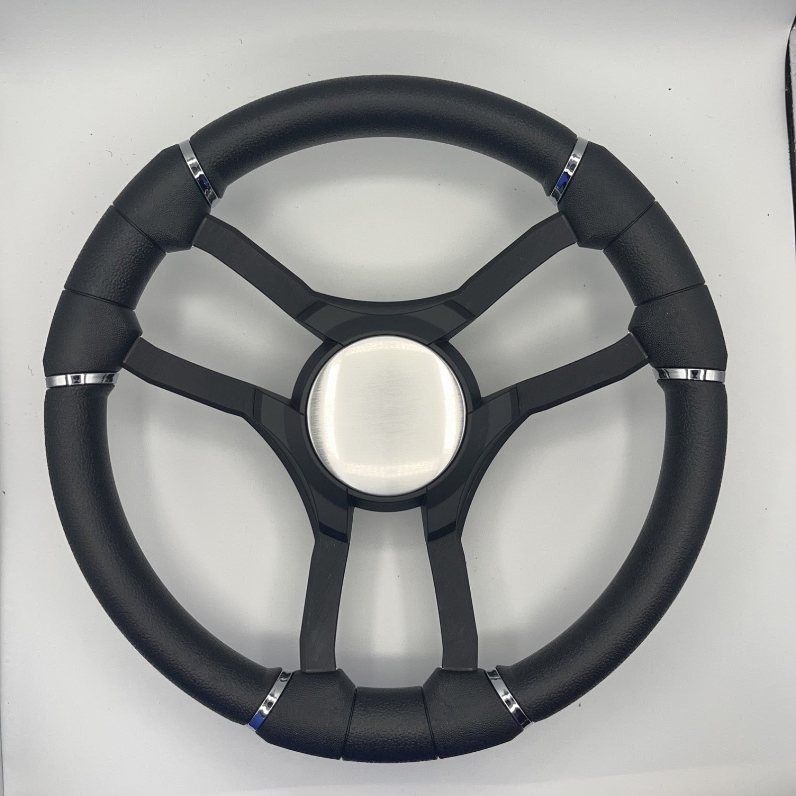 Malera Boat Steering Wheel Black Aluminum Spokes | Black Plain