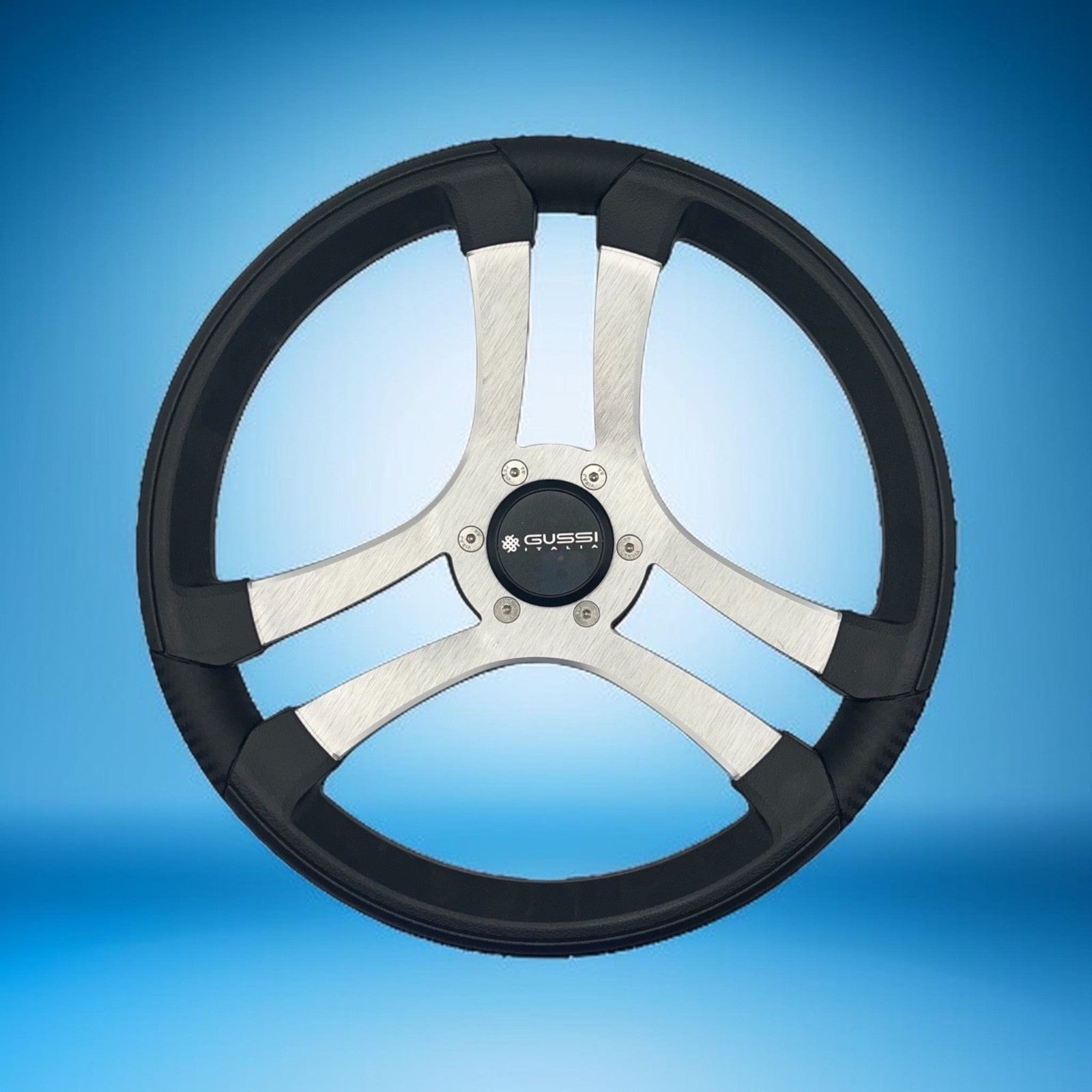Benaco Boat Steering Wheel Brushed Aluminum Spokes | Gussi Snap-in