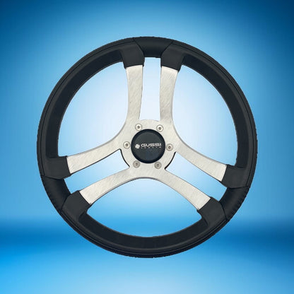 Benaco Boat Steering Wheel Brushed Aluminum Spokes | Gussi Snap-in