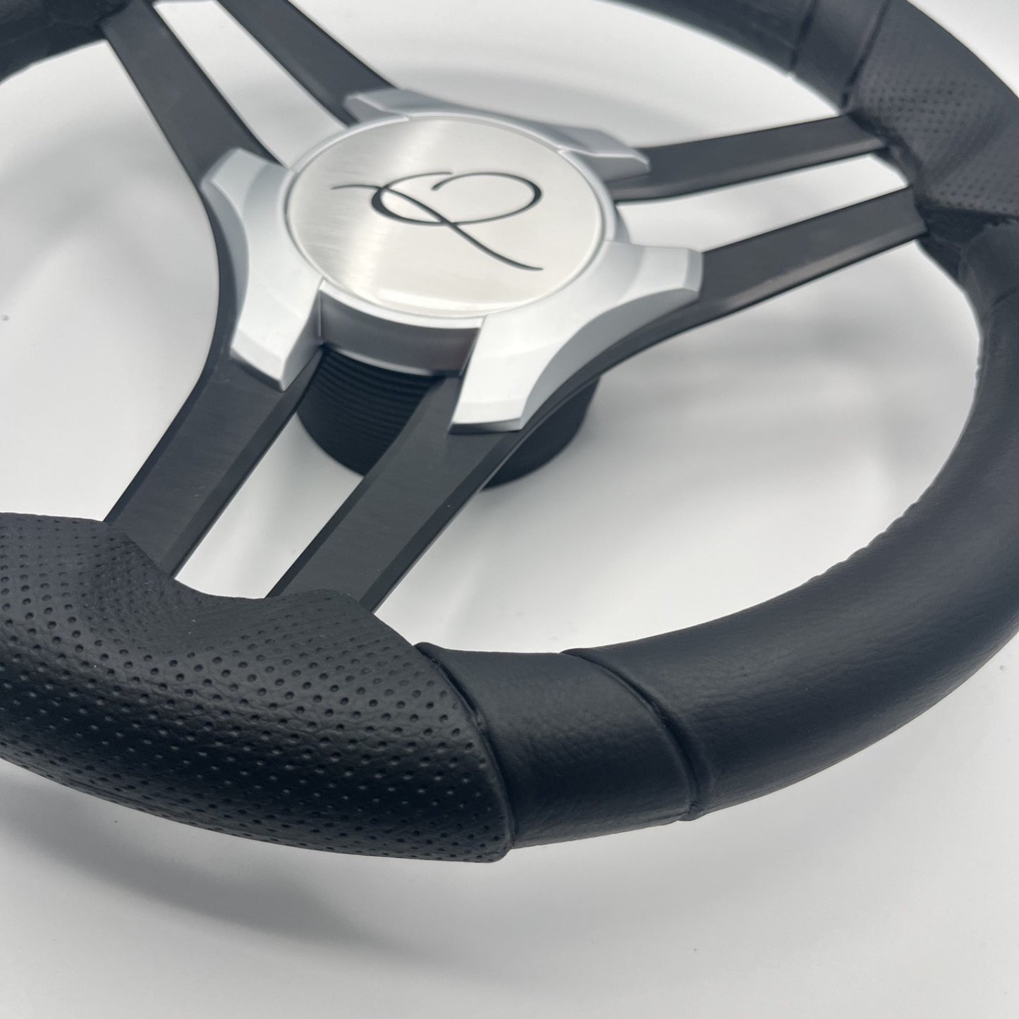 Molinara Marine Steering Wheel Black Brushed Alum Spokes | Apex