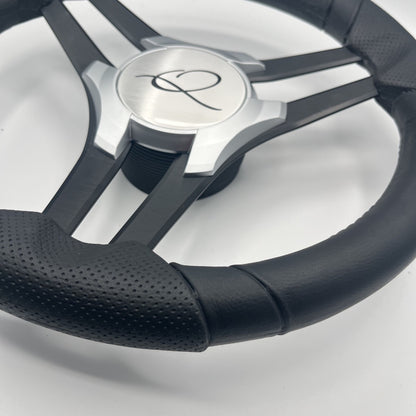 Molinara Marine Steering Wheel Black Brushed Alum Spokes | Apex