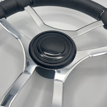 Malera Boat Steering Wheel Chrome Spokes | Blank Black Star