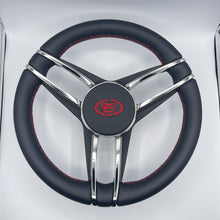 Cobalt Boat Steering Wheel Stainless Steel Spoke Leather Rim | Cobalt Boats Logo