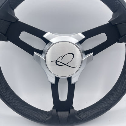 Gussi Italia Boat Model 15 Steering Wheel Black Brushed Alum Spokes | Apex