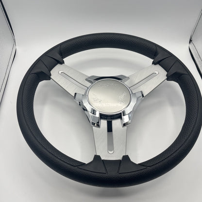 Model 15 Marine Steering Wheel Brush Alum Spokes | Sunchaser Boats Logo