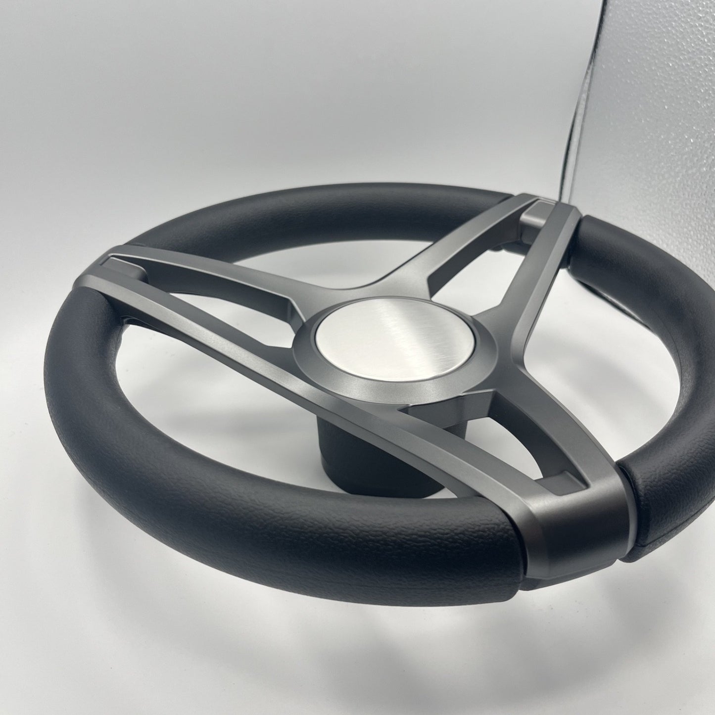 Molino Gray w/Soft Touch Urethane Rim Boat Steering Wheel | Plain