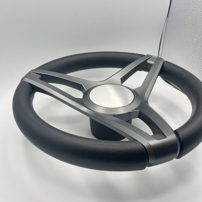 Molino Gray w/Soft Touch Urethane Rim Boat Steering Wheel | Plain