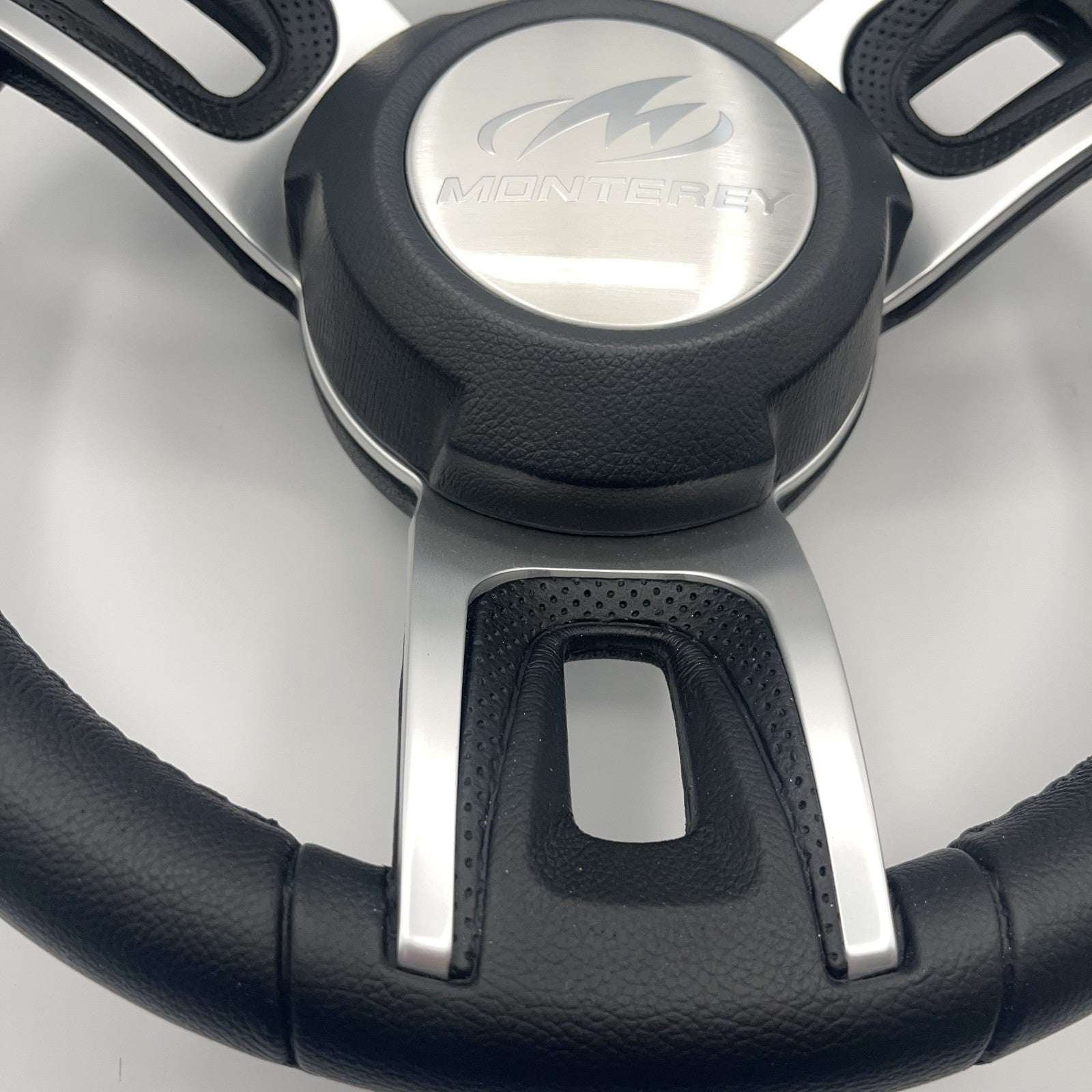 Gussi Italia Black Model 702 Steering Wheel | Monterey Boats Logo