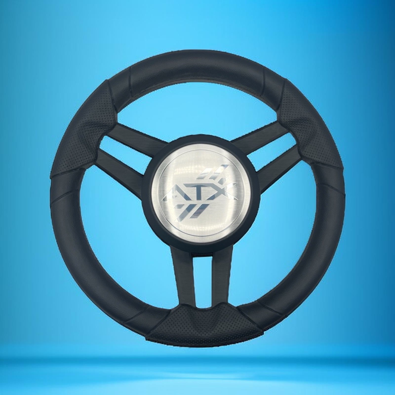 Molinara Marine Steering Wheel Black Brushed Aluminum Spokes | ATX