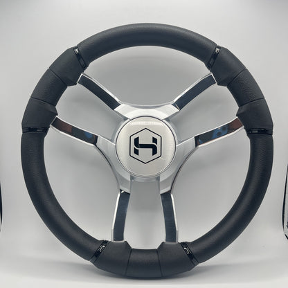 Malera Boat Steering Wheel Chrome Spokes | Harris Kayot Gray Star