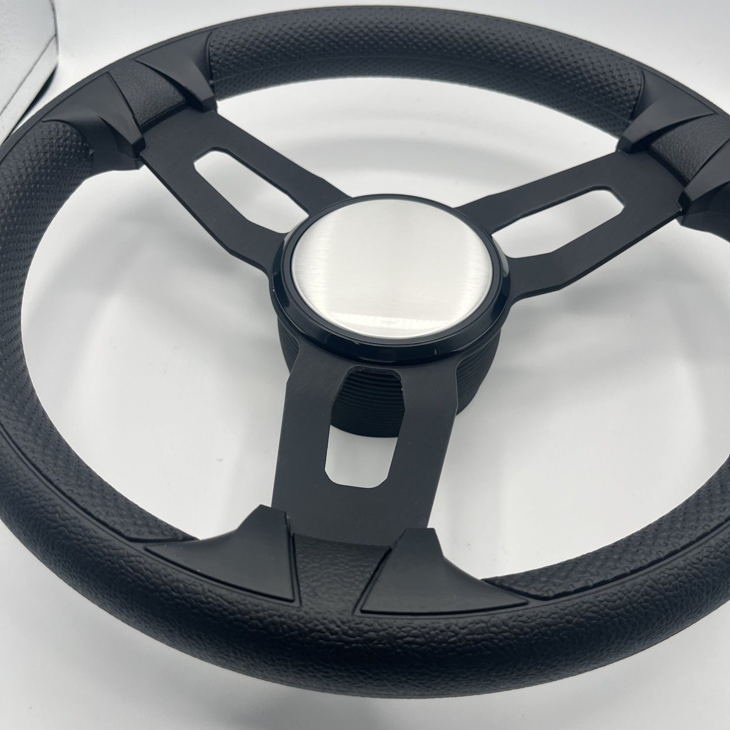 Gussi Italia Boat Model 15 Steering Wheel Black Brushed Alum Spokes | Plain