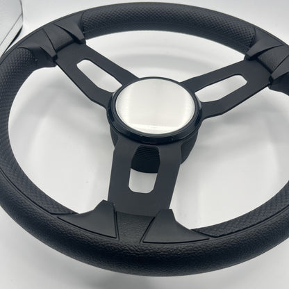 Gussi Italia Boat Model 15 Steering Wheel Black Brushed Alum Spokes | Plain
