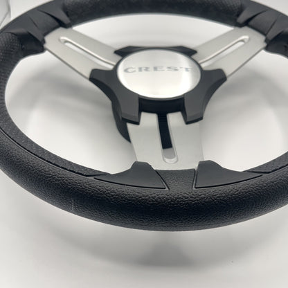 Model 15 Marine Steering Wheel Brushed Aluminum Spokes | Crest Logo