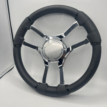 Malera Boat Steering Wheel Chrome Spokes | Smoker