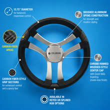 Benaco Boat Steering Wheel Brushed Aluminum Spokes