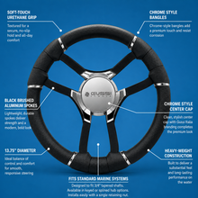 Malera Boat Steering Wheel Black Spokes | Gussi Star Chrome Style