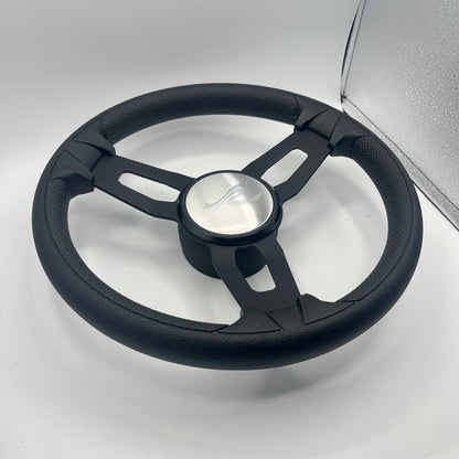 Model 15 Boat Steering Wheel Blk Brushed Alum Spokes | Searay
