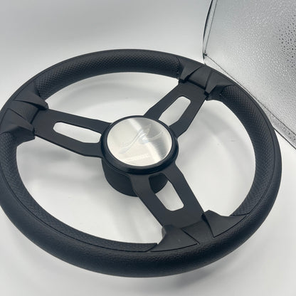 Model 15 Boat Steering Wheel Blk Brushed Alum Spokes | Searay
