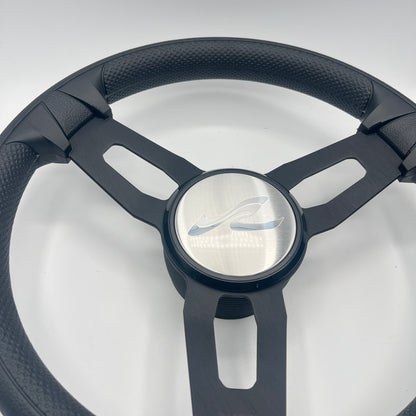 Model 15 Boat Steering Wheel Blk Brushed Alum Spokes | Searay