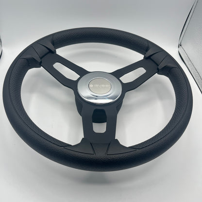 Model 15 Boat Steering Wheel Blk Brushed Alum Spokes | Chrome Gussi