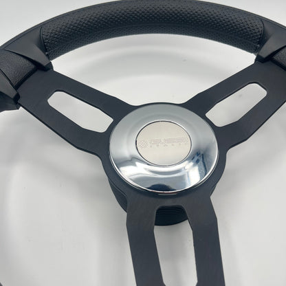 Model 15 Boat Steering Wheel Blk Brushed Alum Spokes | Chrome Gussi
