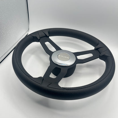 Model 15 Boat Steering Wheel Blk Brushed Alum Spokes | Chrome Gussi