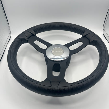 Model 15 Boat Steering Wheel Blk Brushed Alum Spokes | Chrome Gussi