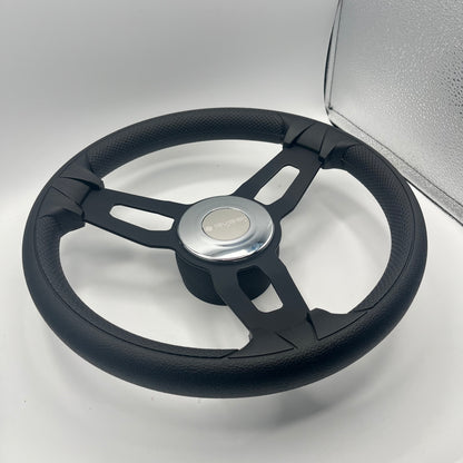 Model 15 Boat Steering Wheel Blk Brushed Alum Spokes | Chrome Gussi