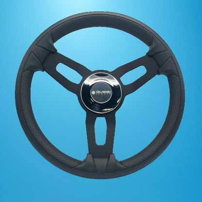 Model 15 Boat Steering Wheel Blk Brushed Alum Spokes | Chrome Gussi