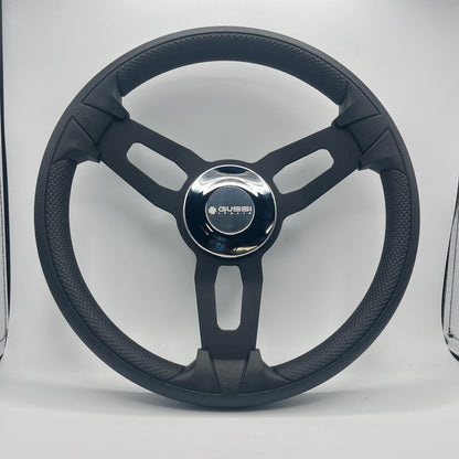 Model 15 Boat Steering Wheel Blk Brushed Alum Spokes | Chrome Gussi