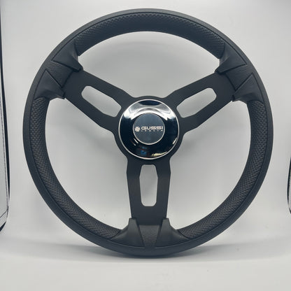 Model 15 Boat Steering Wheel Blk Brushed Alum Spokes | Chrome Gussi