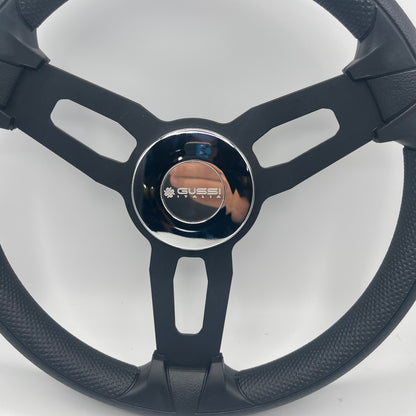 Model 15 Boat Steering Wheel Blk Brushed Alum Spokes | Chrome Gussi