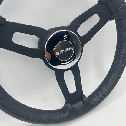 Model 15 Boat Steering Wheel Blk Brushed Alum Spokes | Chrome Gussi