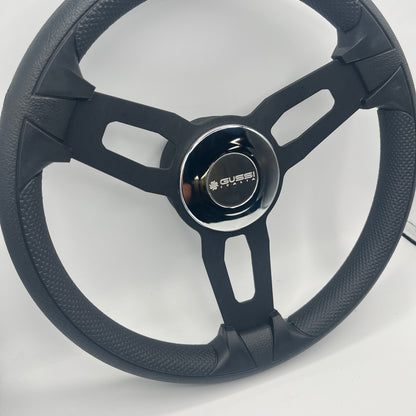 Model 15 Boat Steering Wheel Blk Brushed Alum Spokes | Chrome Gussi