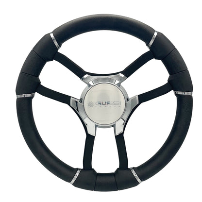 Malera Boat Steering Wheel Black Spokes | Gussi Star Chrome Style
