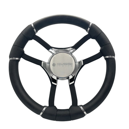 Malera Boat Steering Wheel Black Spokes | Gussi Star Chrome Style