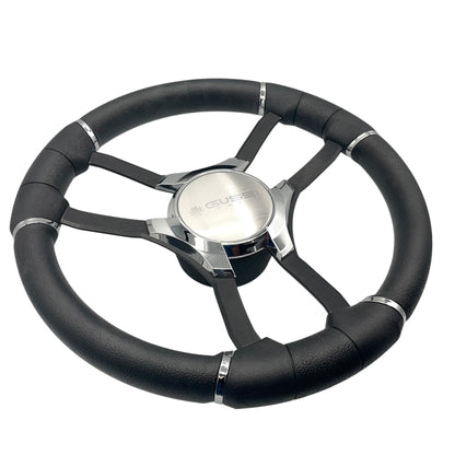 Malera Boat Steering Wheel Black Spokes | Gussi Star Chrome Style