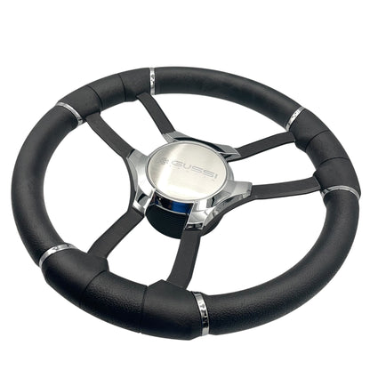 Malera Boat Steering Wheel Black Spokes | Gussi Star Chrome Style