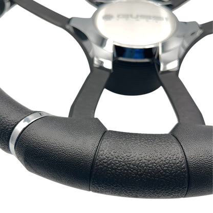 Malera Boat Steering Wheel Black Spokes | Gussi Star Chrome Style