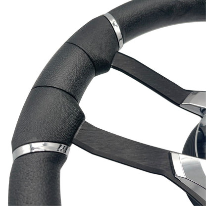 Malera Boat Steering Wheel Black Spokes | Gussi Star Chrome Style
