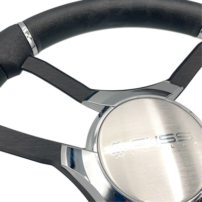 Malera Boat Steering Wheel Black Spokes | Gussi Star Chrome Style